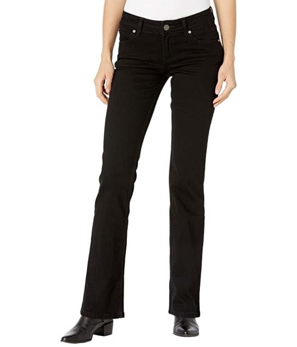 Wrangler Essentials Mid Rise Boot Cut Size 29/7x34 Black Denim Stretch Jeans NWT